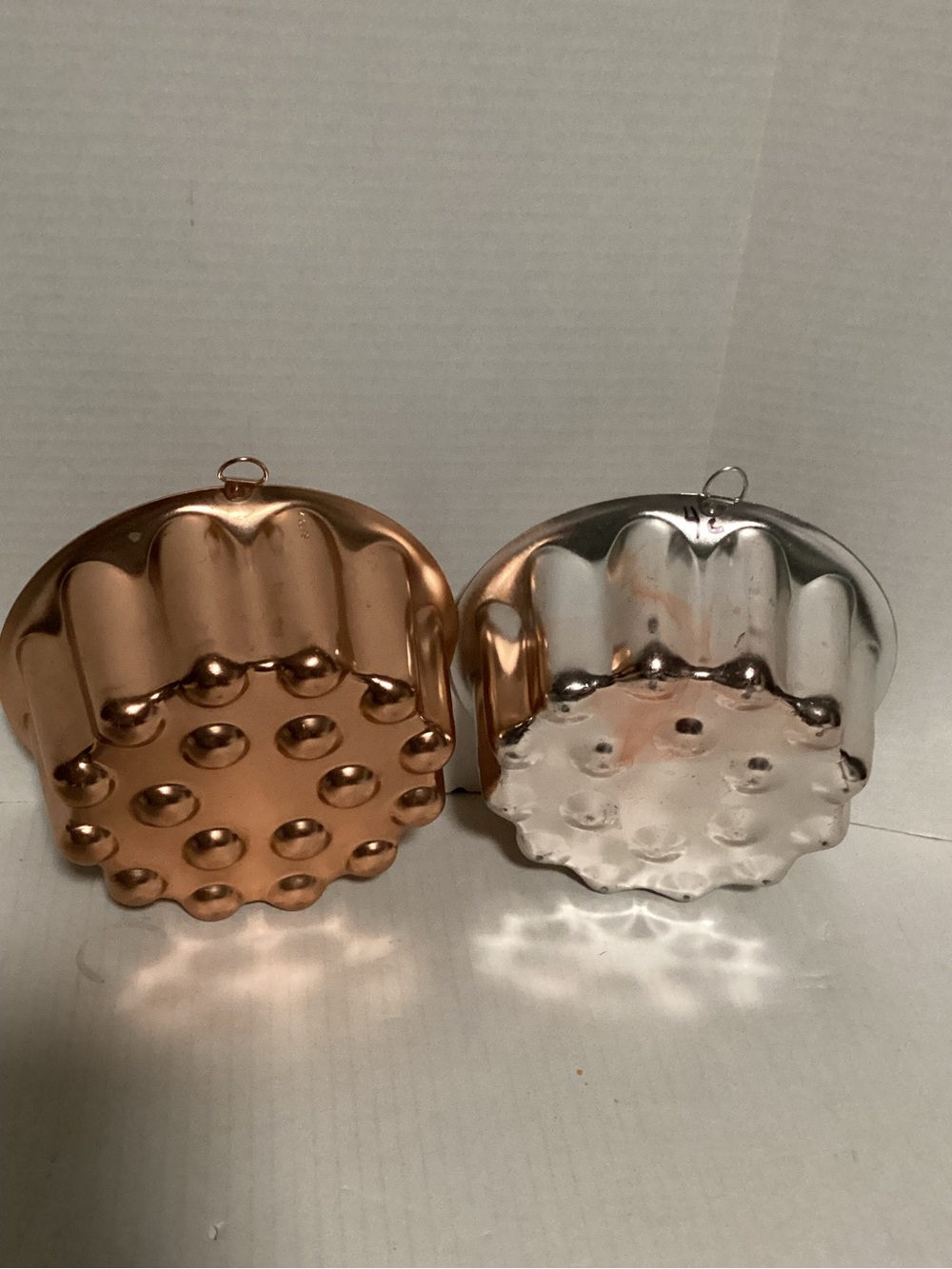 Vintage Copper and Silver Decorative Wall Cake Molds - Set of 2